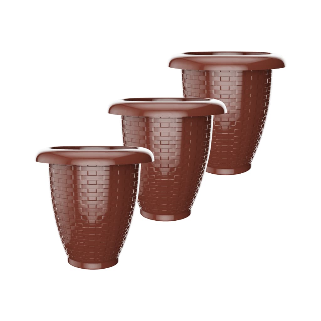 Kit 3 Vasos Rattan De Flor De Plástico 3 Litros Vaso Reforçado Para Flores Jardim Decoração