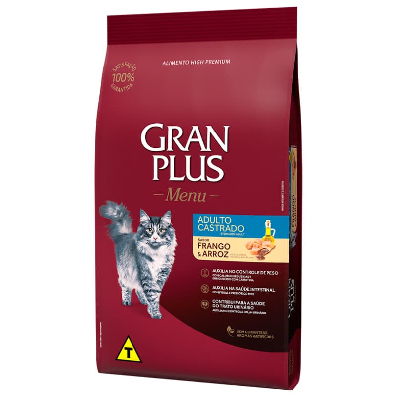 Ração Gran Plus 10,1kg Gatos Castrados Frango