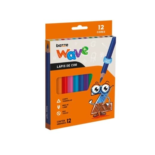 Lápis De Cor Wave Jumbo - 12 cores - Bazze