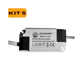 Kit 5 Reator Driver Para Painel Led Embutir Sobrepor 8w a 25w Bivolt
