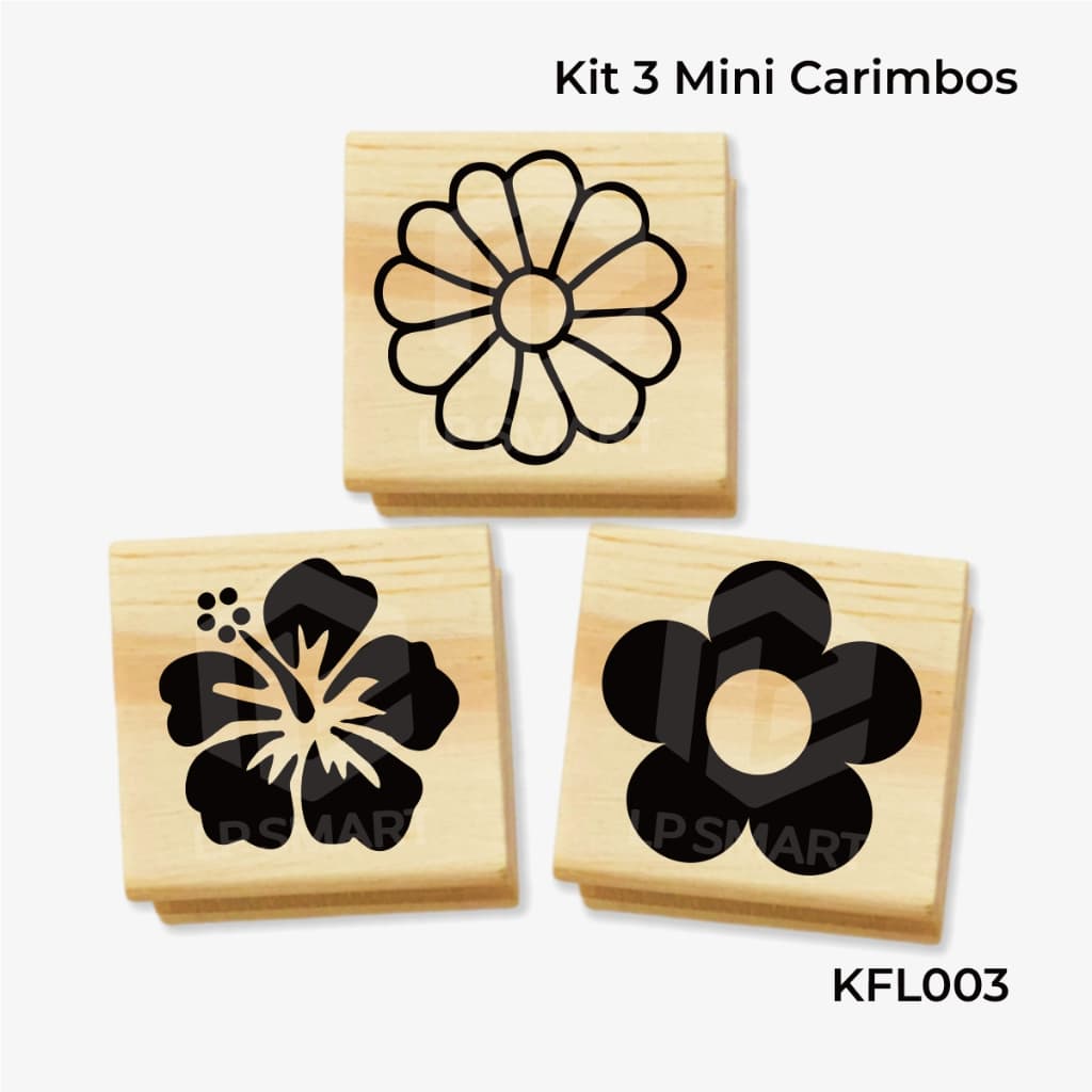 Mini Carimbo Artesanal flores 2cm x 2cm Kit ou Individual para decorar sacola kraft papel seda caixa envelope guardanapo