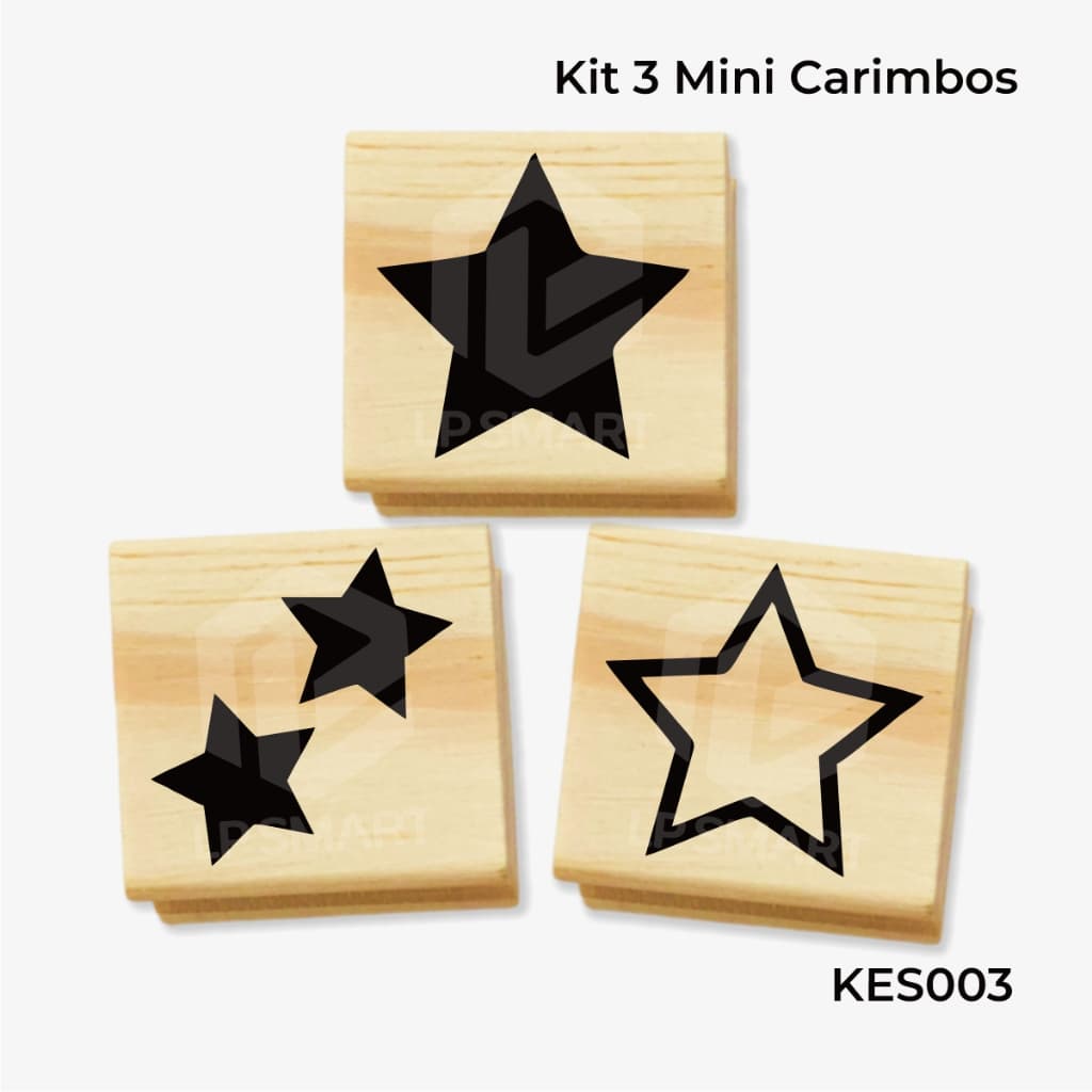 Mini Carimbo Artesanal estrela 2cm x 2cm kit ou individual para decorar sacola kraft papel seda caixa guardanapo