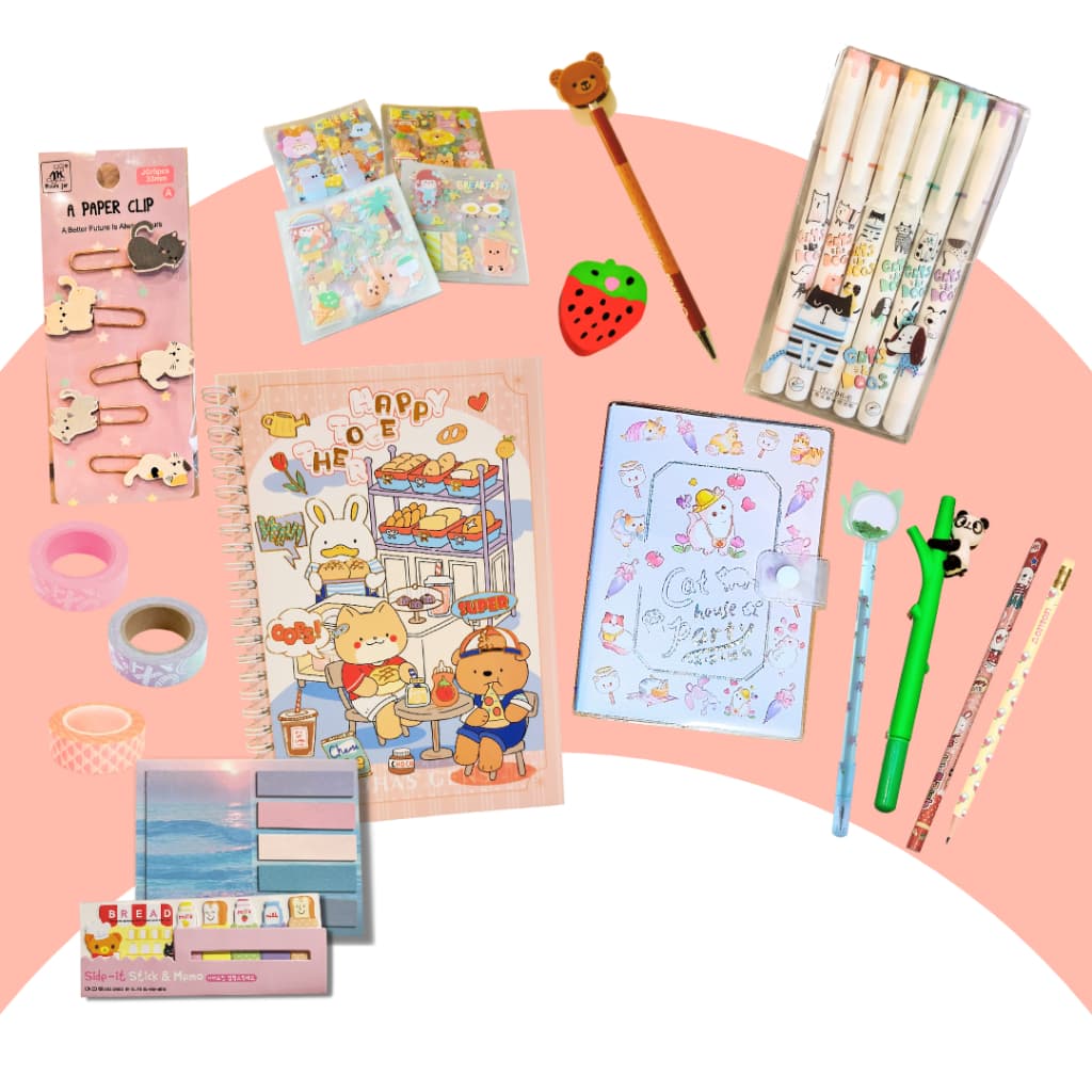 Kit Papelaria Criativa 30 itens Mega Presente Kawaii Fofo Lindos