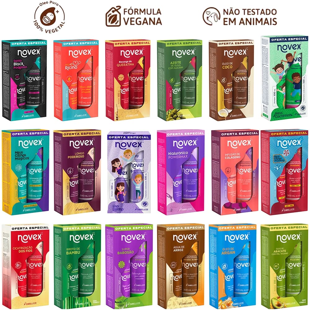 Kit Shampoo + Condicionador Hidratante Novex Embelleze 300ml Todo Tipo de Cabelo