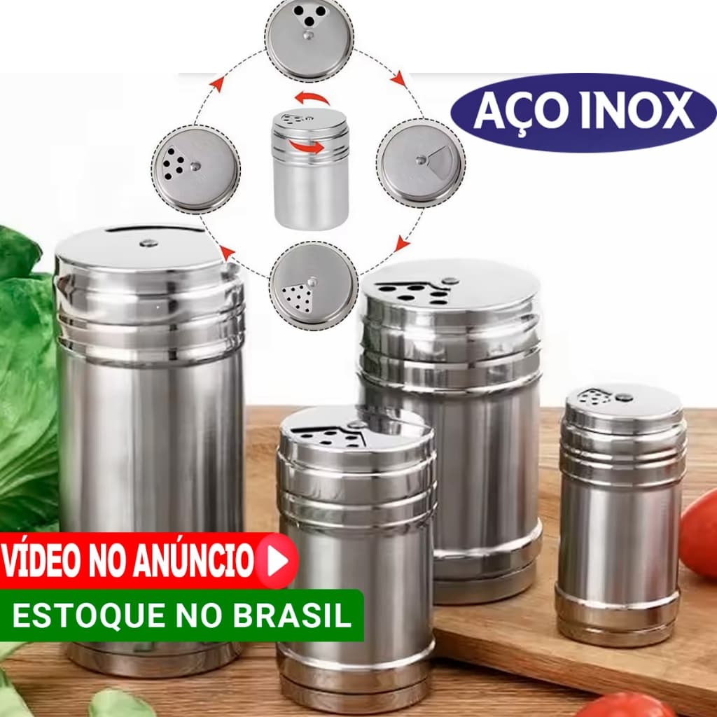saleiro de mesa, paliteiro de mesa ou pimenteiro de mesa aço inox 3 tamanhos disponíveis