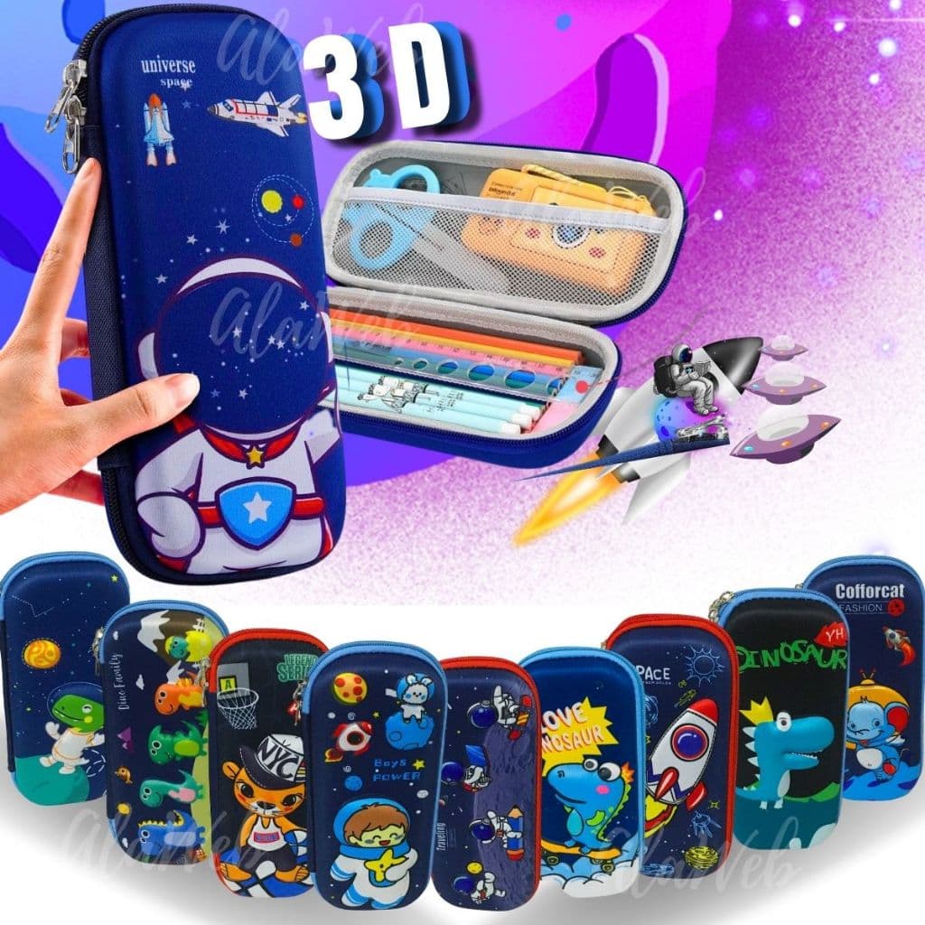 Estojo Escolar Divisórias Com Desenhos 3D Personalizado Masculino Feminino Multifuncional