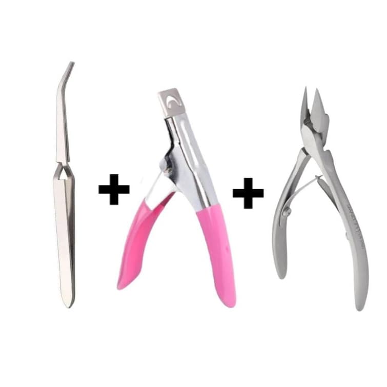 KIT De Alicate de Aço de Manicure + Alicate Cortado Tips Unha Corta Manicure +Pinça De Curvatura C Para Unhas Acrigel