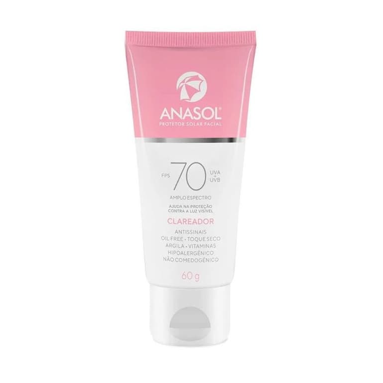 Anasol Protetor Solar Facial Toque Seco Oil Free FPS 70 Vegano -  60 g