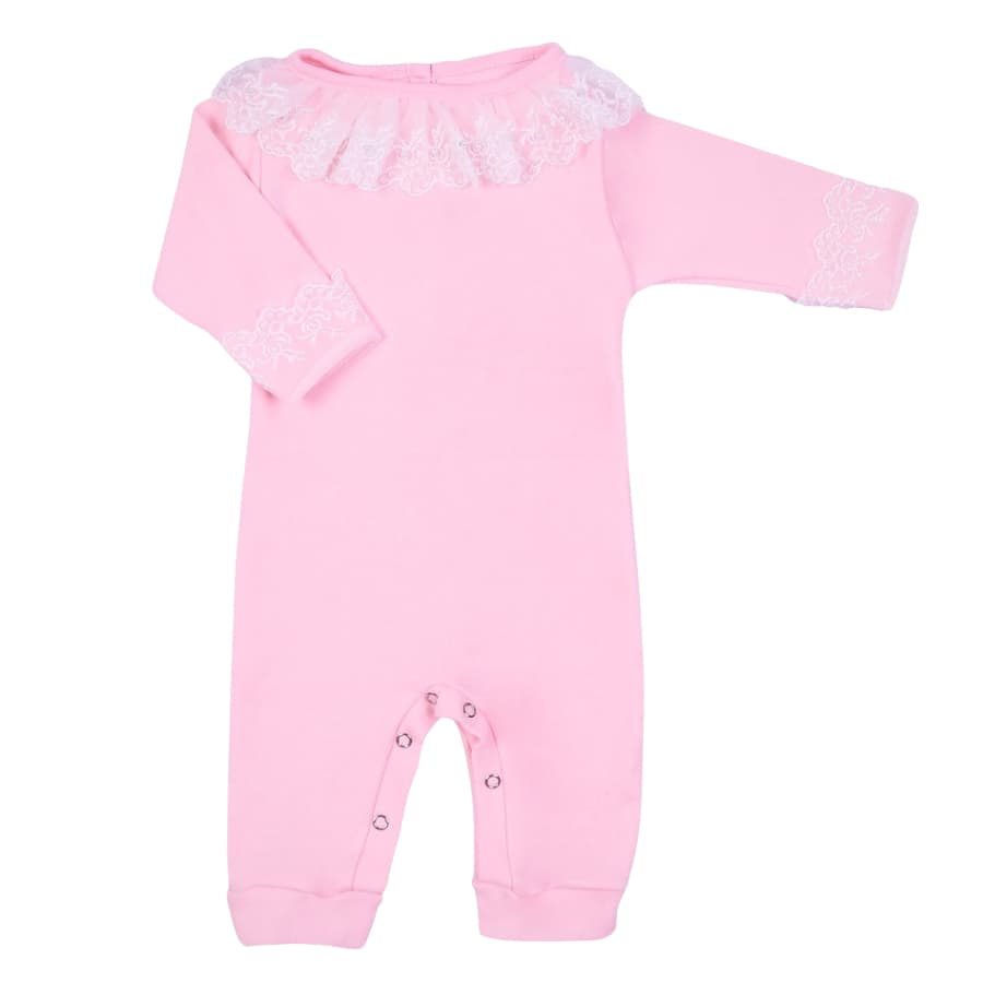 Macacão Bebe Menina com Rendas Rosa Luxo Maternidade Enxoval Bebe Feminino Macacão Glamour