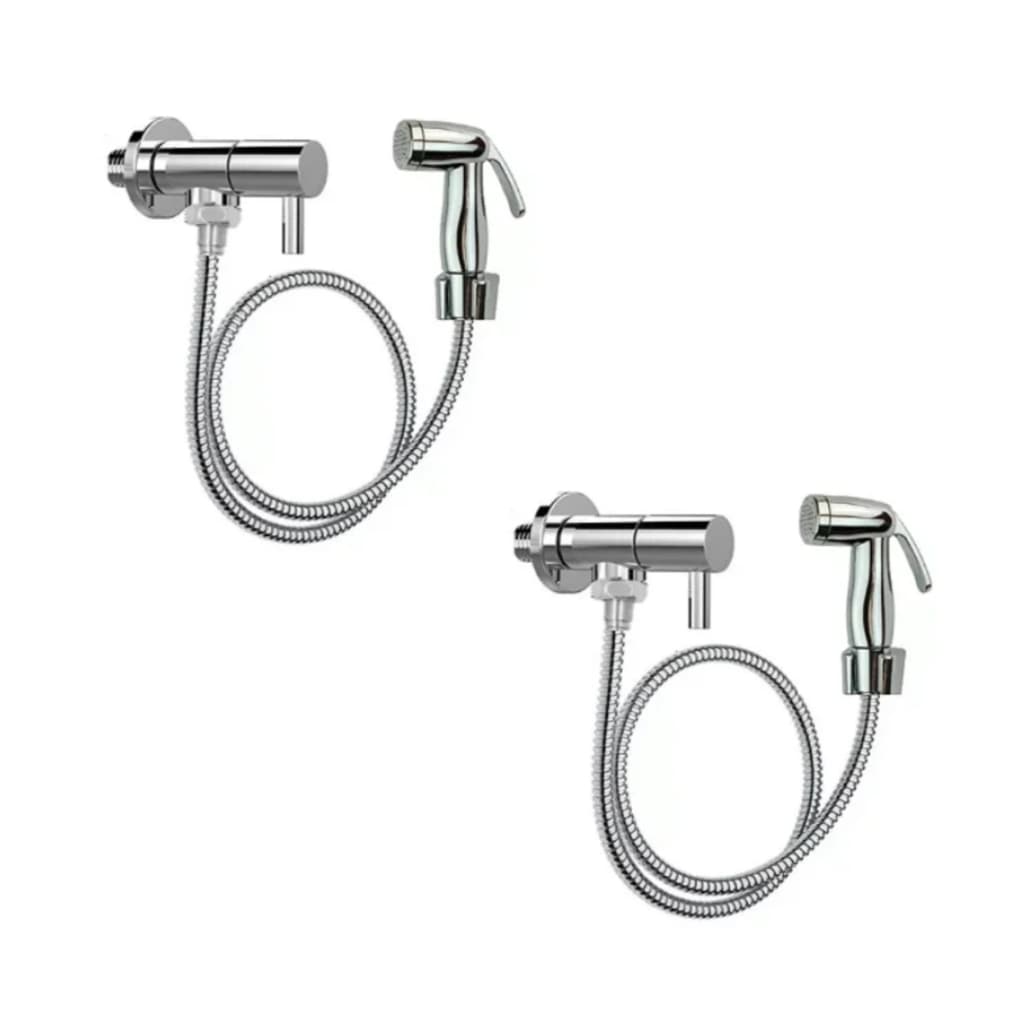 2 Ducha Higiênica Banheiro Completa Luxo Abs Soft Cromada Chuveirinho Mangueira 1,20metros