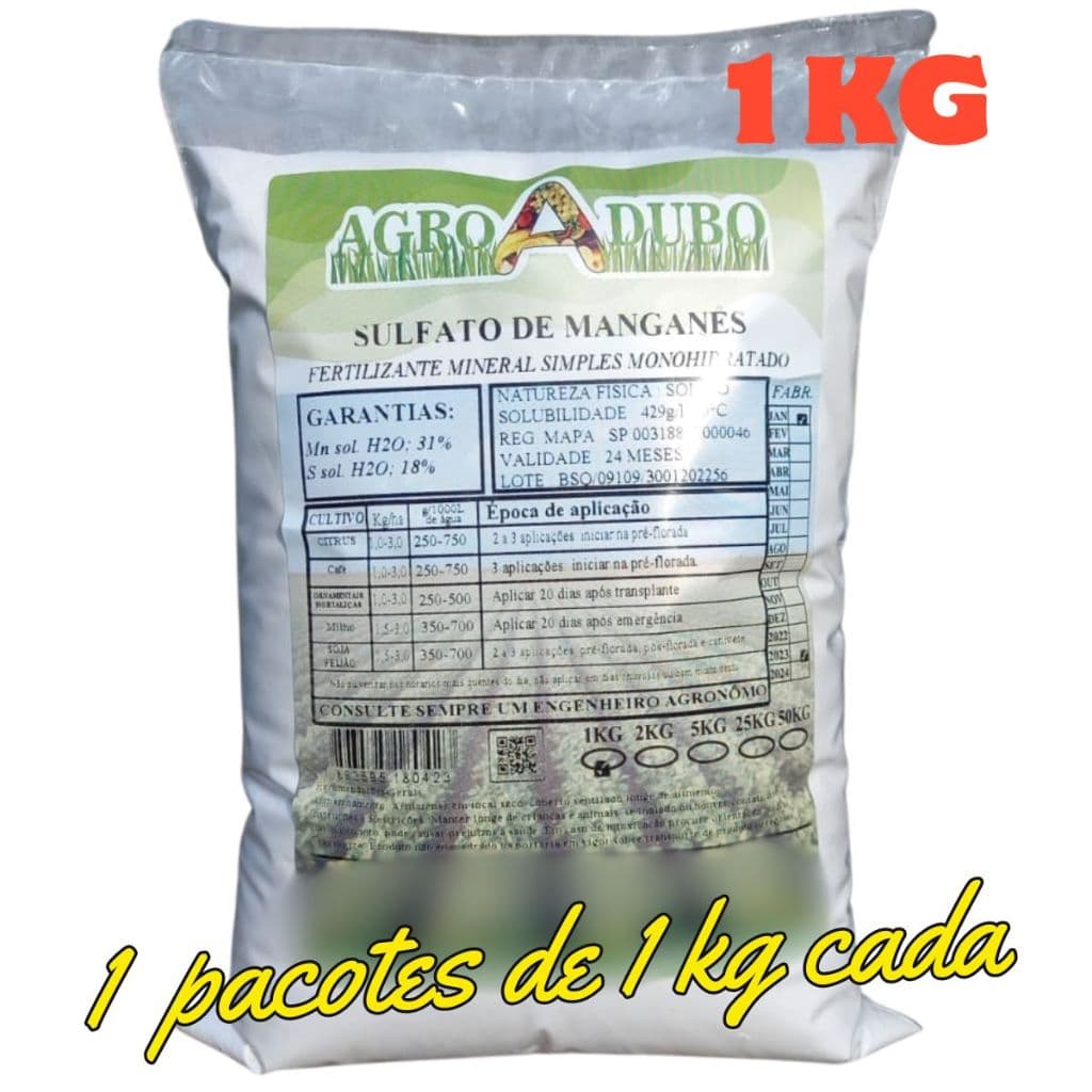 Fertilizante Sulfato De Manganês 1kg Adubo Ferti Hidroponia