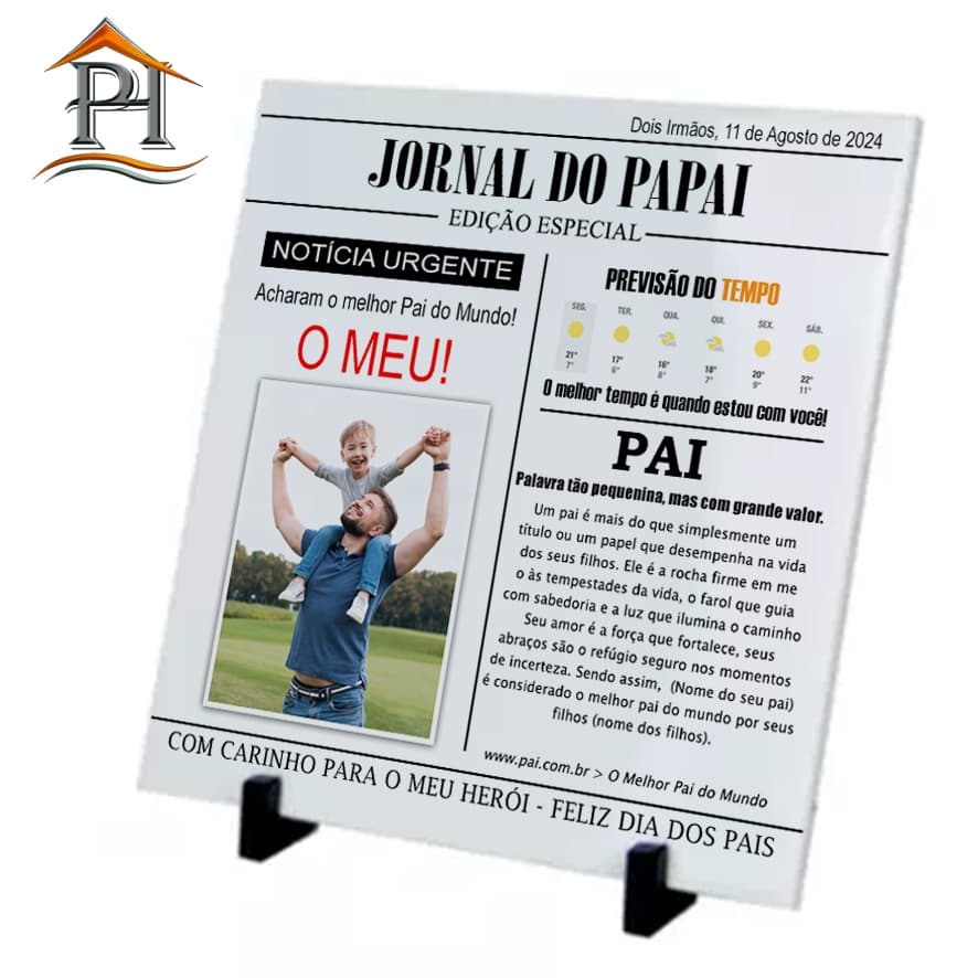 QUADRO DIA DOS PAIS, PRESENTE PERSONALIZADO, PORTA RETRATO AZULEJO COM FOTO E VÍDEO INTERATIVO