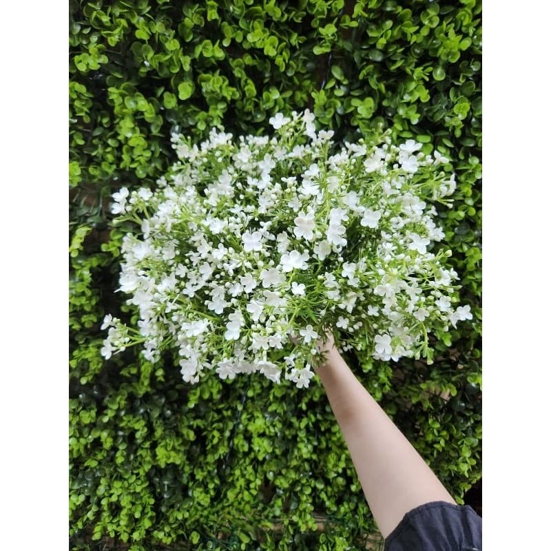 Matinho Verde Com Flores Brancas c/6 galhos Artificial Decoração