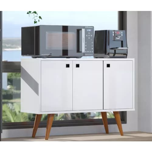 Móvel Buffet Pra Cozinha 3 Portas 90cm Branco Sala De Jantar
