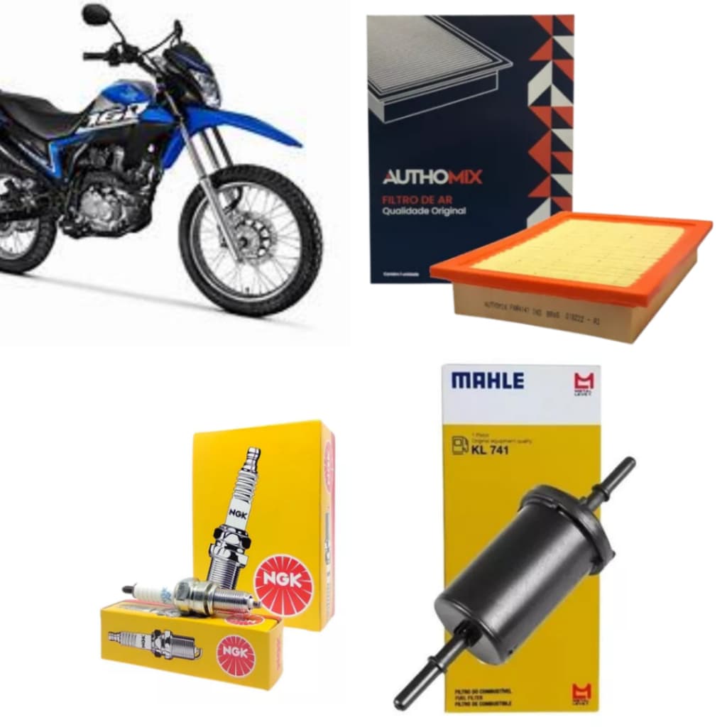 Kit de Vela NGK + Filtro de Ar e Gasolina Authomix Original Bros 160 2016 até 2024