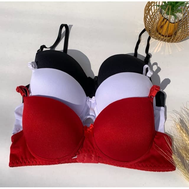 Kit com 3 Sutiã Com Bojo Liso Soutien Básico Reforçado dia a dia Sutian confortável Atacado