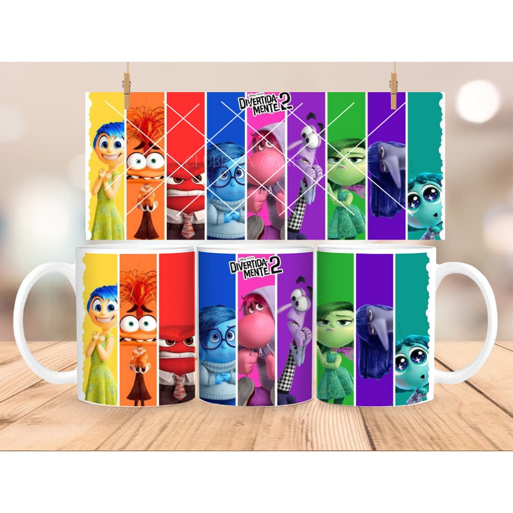 Caneca Divertidamente Todos os Personagens Filme Desenho Animado Infantil para Menino Menina