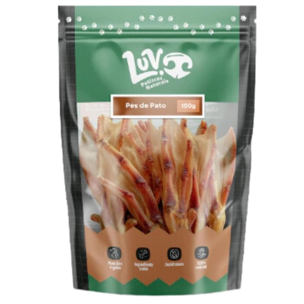 Petisco Mordedor Natural para Cachorro Pés de Pato 100g - Luv Petiscos