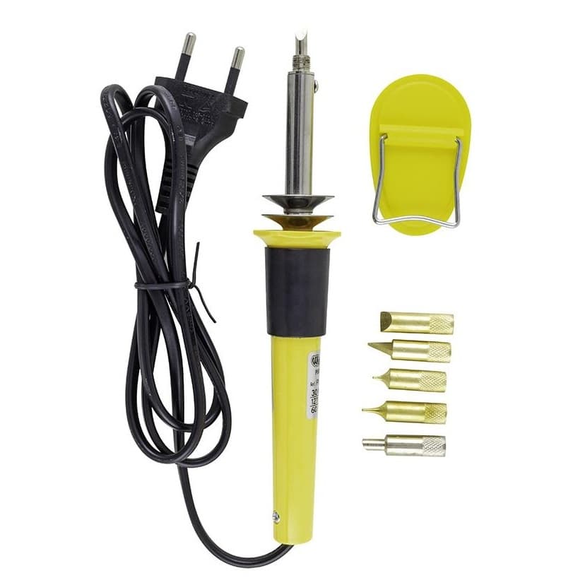 Pirógrafo Ferro De Solda 30W 127 Volts Cabo De Plastico 5 Pontas Gravar Desenhar Madeira