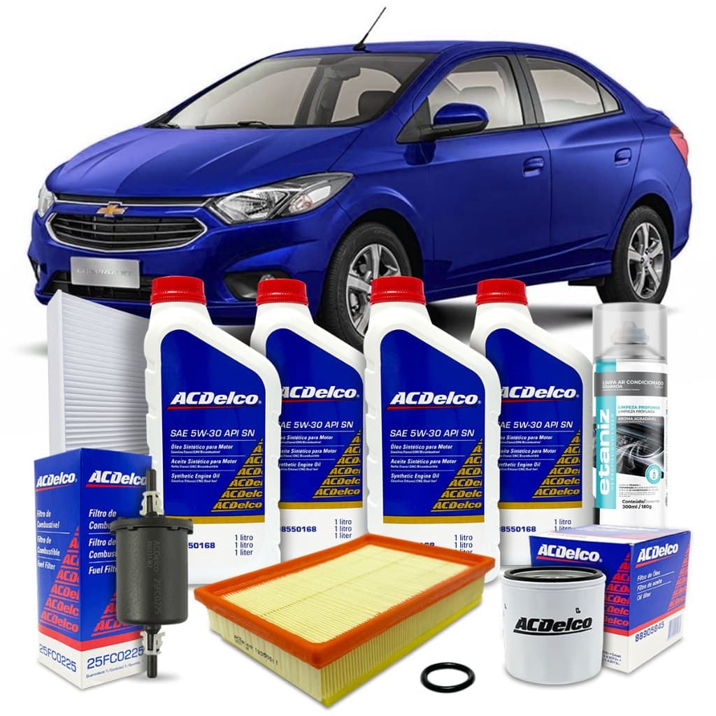 Kit Revisão Troca De Óleo Ac Delco 5w30 100% Sintético Chevrolet Prisma 1.0 1.4 2013 2014 2015 2016