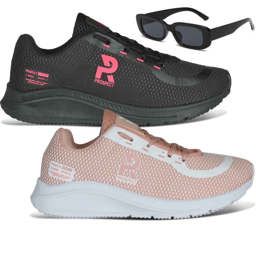 Kit 2 Tênis Feminino Prospect Speed Indicado Para Academia Caminhada Corrida + Óculos LojaReact