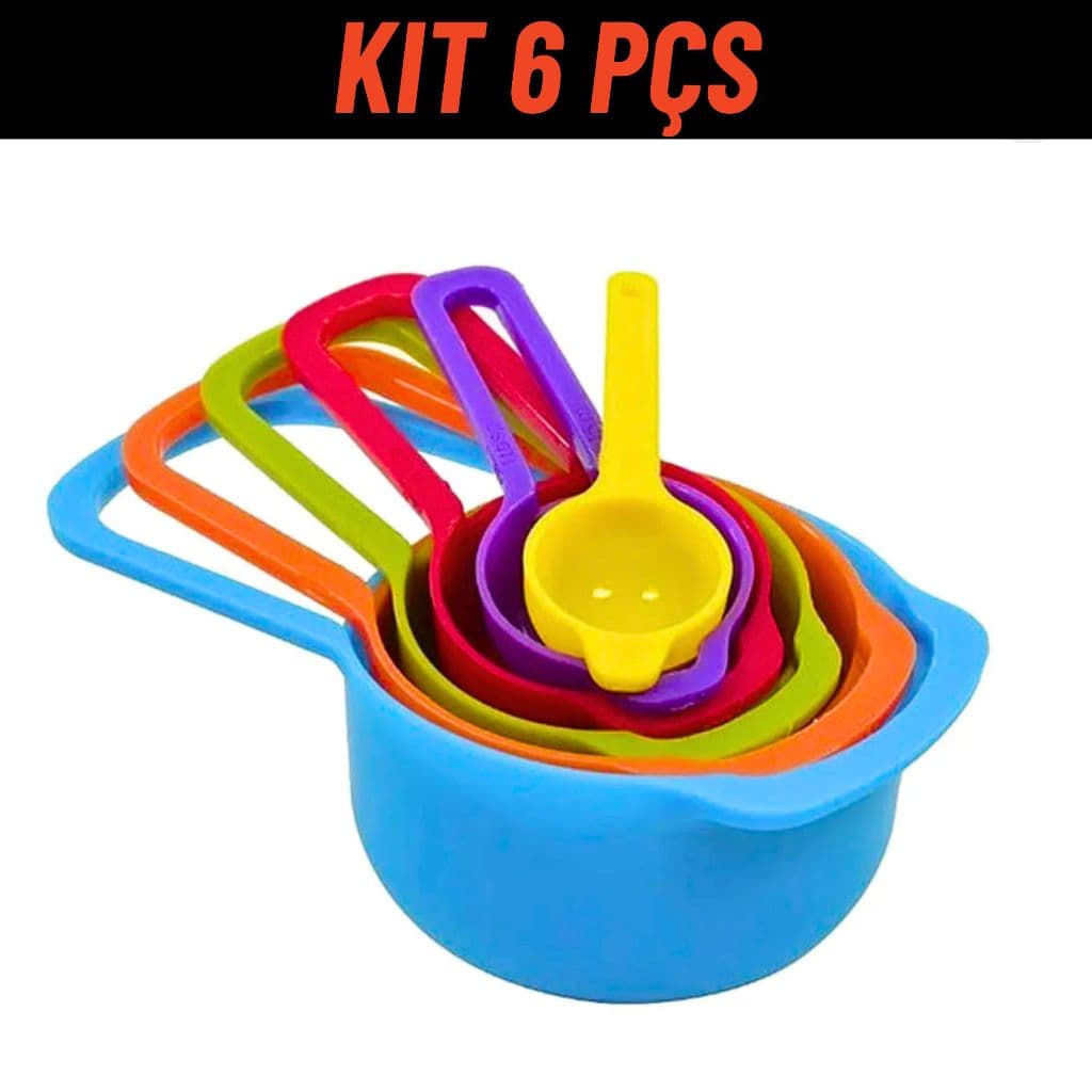 Kit 6 Medidores de Cozinha Xícara Colher Sopa Copo Conjunto de Colheres Medidoras colher medidora