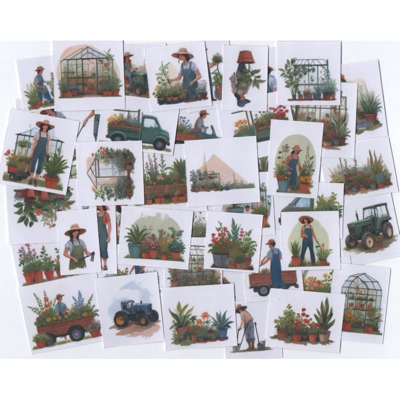 Girl farm stickers - adesivos vida no campo - plantas