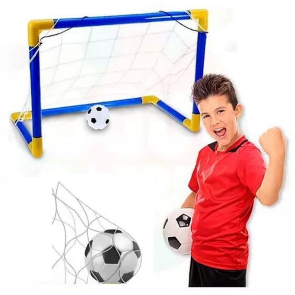 Trave De Futebol Infantil G TRAVINHA + Bola + REDE + BOMBINHA Mini Gol DESMONTÁVEL GOLZINHO 60/40CM