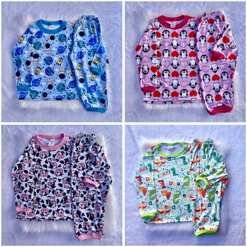 Pijama Manga Longa Infantil Masculino e Feminino Temático Suede 100% Algodão 😴