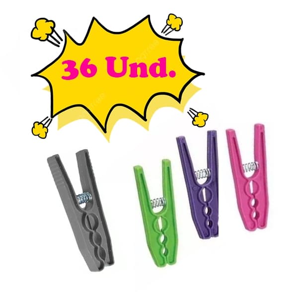 Kit 36 Prendedores De Roupas Grande Varal Pregador Roupa Reforçado Plástico