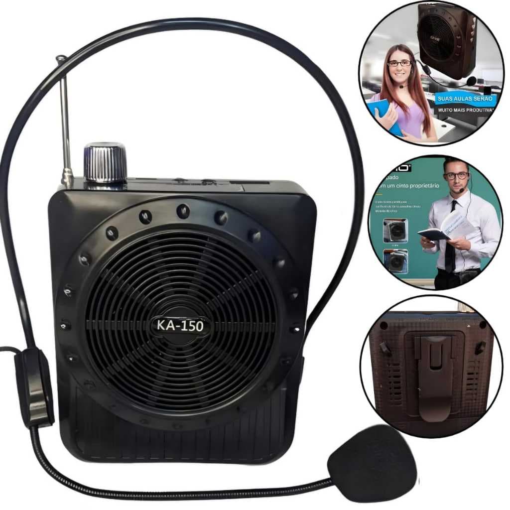 Kit Professor Palestrante Amplificador De Voz Microfone Fm Usb Pendrive Bluetooth