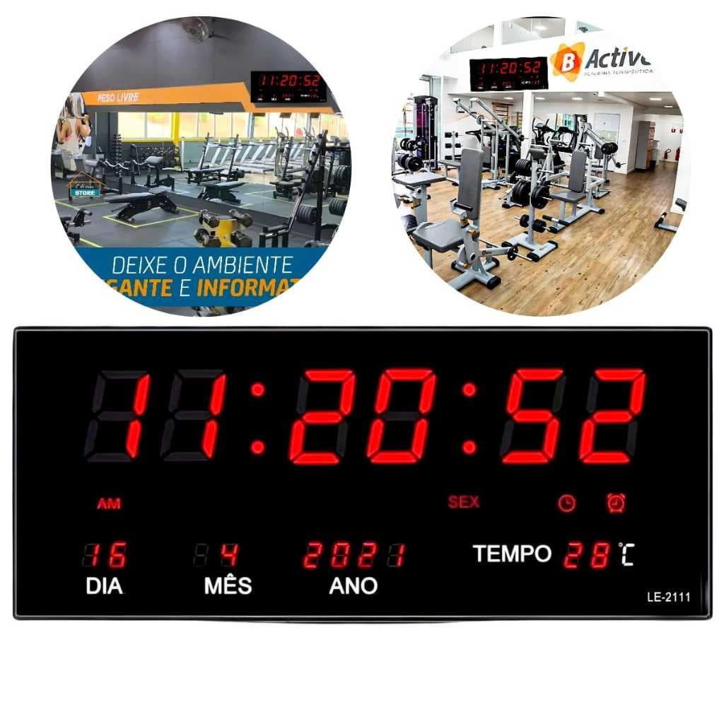 Relogio De Parede Digital Para Cozinha Igreja Academia 36cm Numeros Grande Eletrico