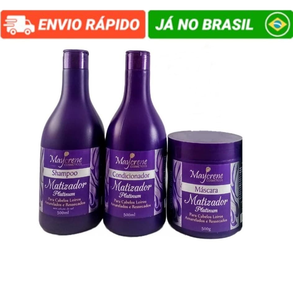 Matizador Platinum Cabelos Loiros Kit 3 Produtos Cabelos Loiro Branco Grisalho a Pronta Entrega Top