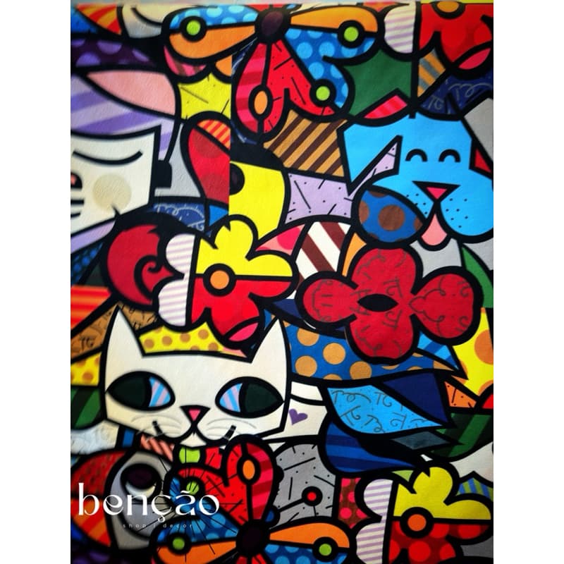 Tecido de Almofadas Suede Estampado Colorido Petwork Romero Gatinho Decoração