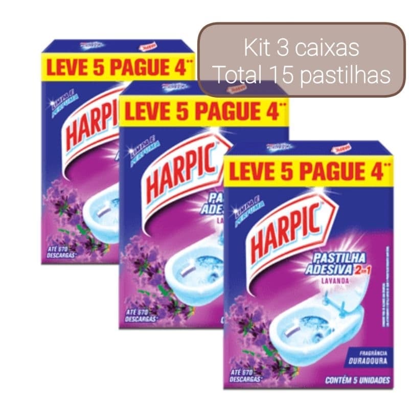 Kit 15 pastilhas Harpic 2 em 1 Lavanda