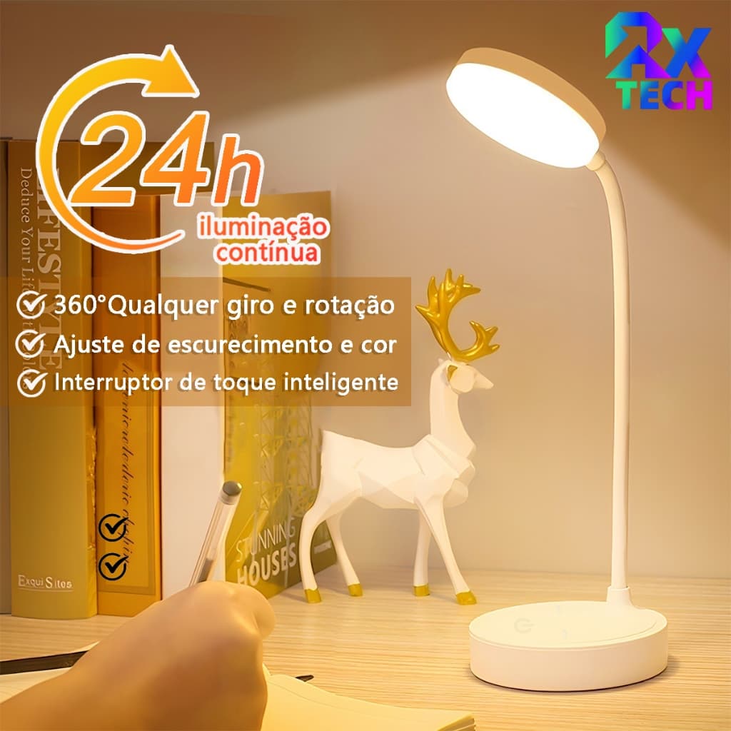 Luminária De Mesa LED Sem Fio Recarregável Lâmpada De Toque Haste Flexível Lâmpada De Estudo USB Para Quarto XZTD05