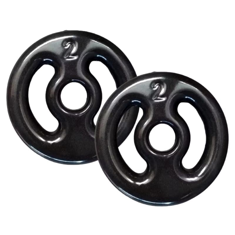 Par Anilha Emborrachada Vazada 2kg Preto