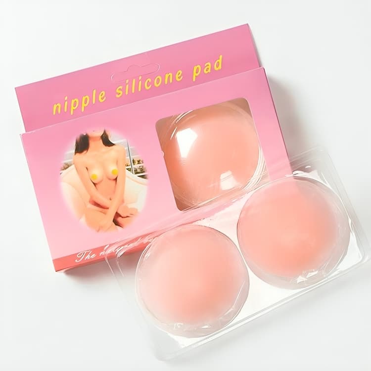 Protetor para seios de silicone -- Protetor Tapa Redondo de Mamilos Silicone Adesivo Reutilizavel Discreto Bege 1 Pair