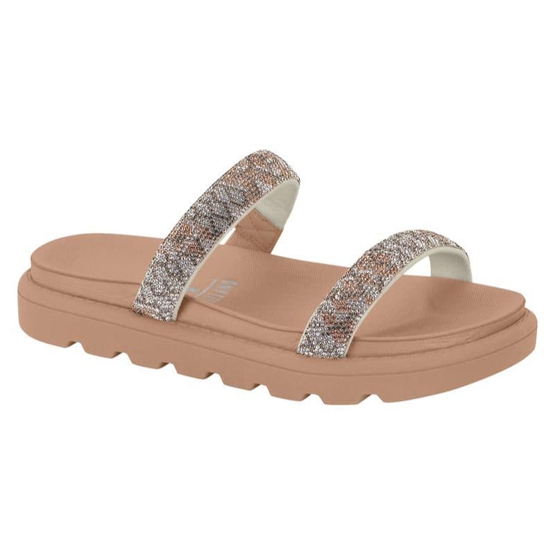 Sandalia Feminina Flat Papete Brilho Vizzano Lançamento Original