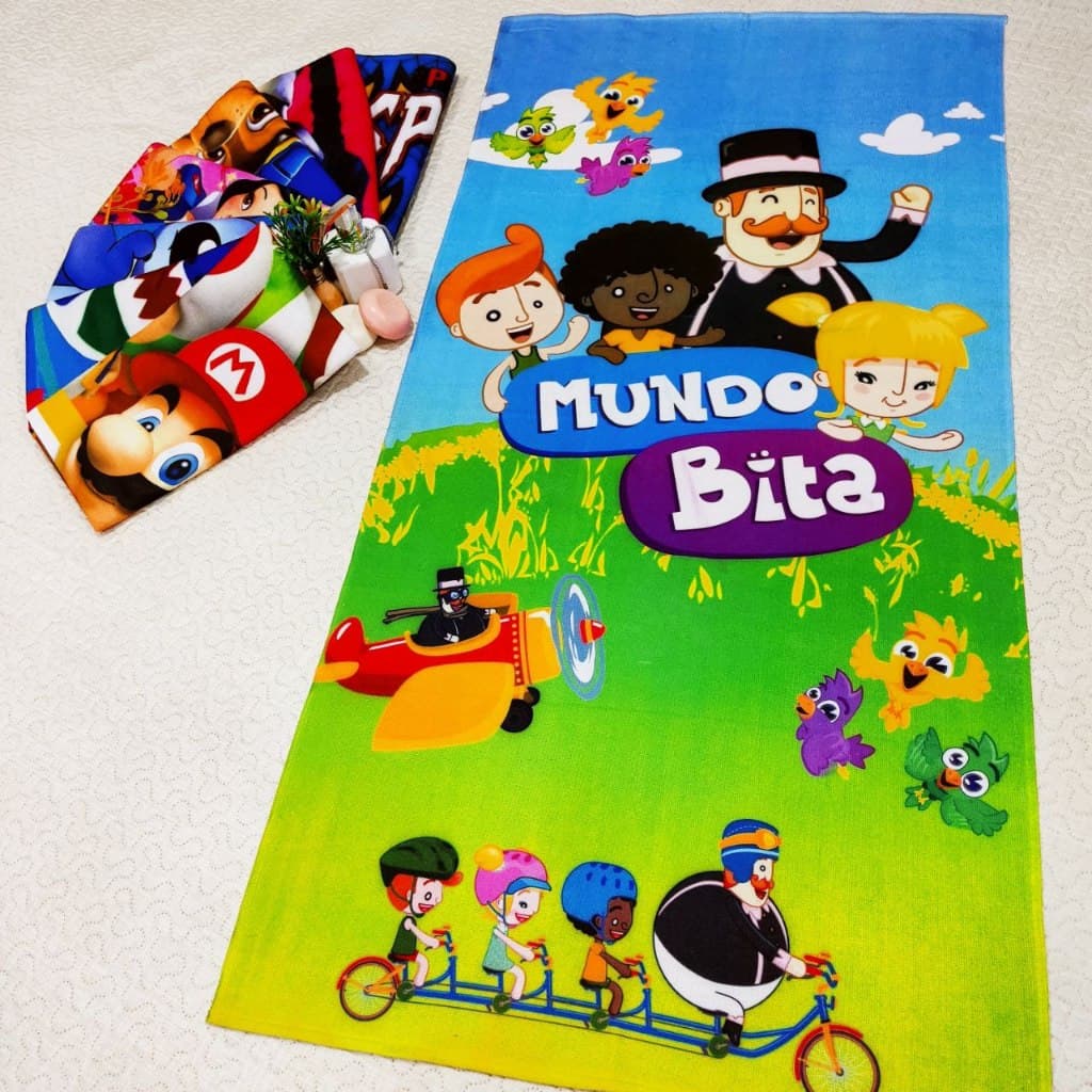 Toalha MUNDO BITA de Banho e Praia Temática Personalizada do Gigante Algodão