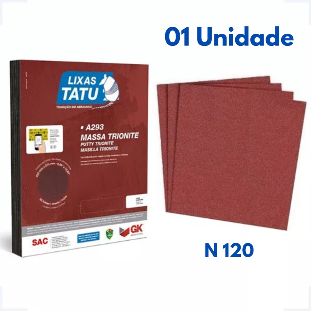 Lixa Para Massa Parede Unidade Grão 120 Tatu Envio Imediato