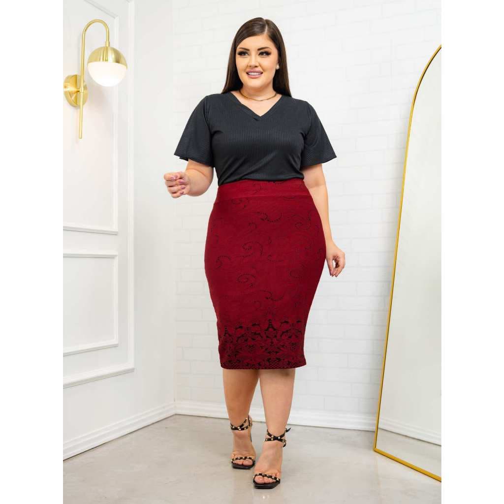 Saia Tubinho Mdi  Elegante Moda Cristã