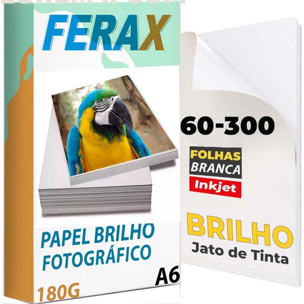 Papel Fotográfico Brilho Ferax 180g - Folhas papel fotográfico A6 Impressora Jato de Tinta
