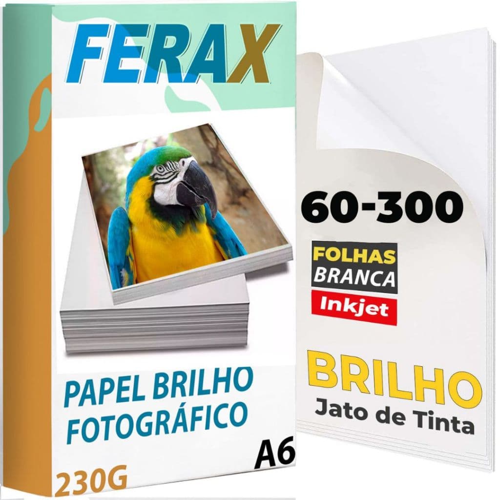 Papel Fotográfico Brilho Ferax 230g - Folhas papel fotográfico A6 Impressora Jato de Tinta