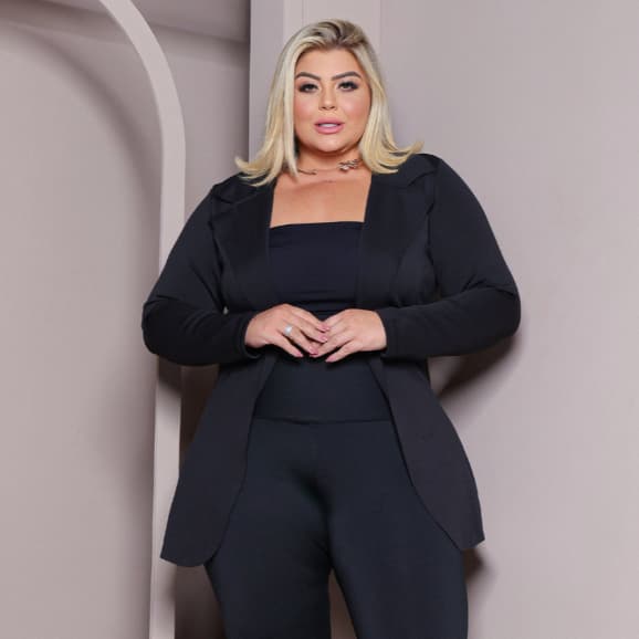 Blazer Plus Size  Max Longo Tendência Social Outono Inverno Culto Alfaiataria Casaquinho