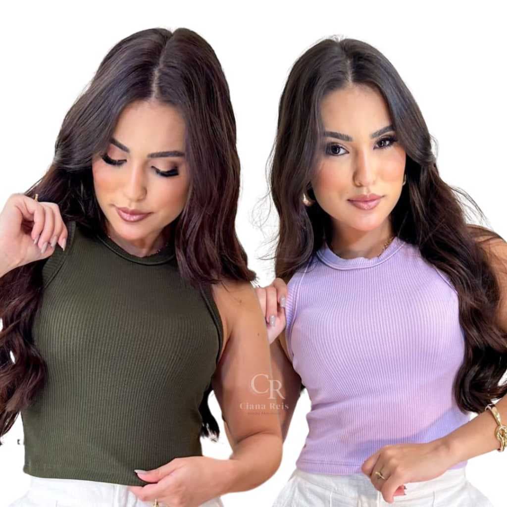 Blusa Feminina Cropped Feminino Modinha Kit 2 peças cropped bicolor #Blusa