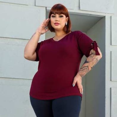 Blusa Feminina Social Com Nó Amarração Na Manga Plus Size Gordinha Soltinho Confortável Moda Verão