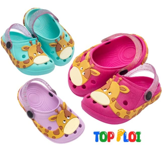 Babuche Sandália Papete Infantil Para Meninas Girafinhas Confortável