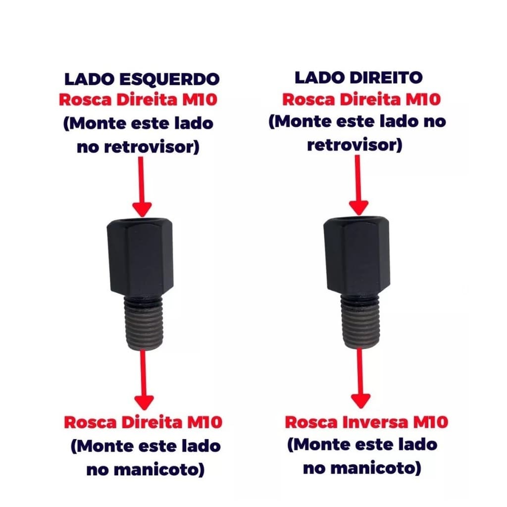 Adaptador Retrovisor Rosca Yamaha Para Rosca Honda Par