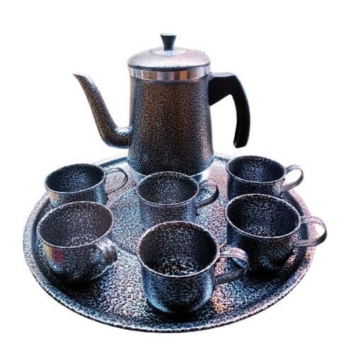 KIT 8 PEÇAS - Jogo Bule Com 6 Canecas - Xícaras Cafe Chá - retro Mariquinha